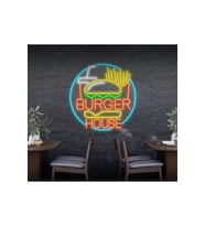 BURGER HOUSE Yazılı ve Şekilli Neon Tabela