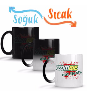 Zombie Eat Flesh Sihirli Kupa Bardak Porselen