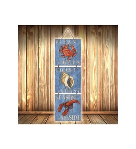 Seaside Tasarımlı Üçlü Retro Ahşap Poster Ü406