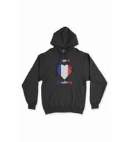 Strazburg Fransa Bayraklı Kalpli Siyah Sweatshirt Hoodie