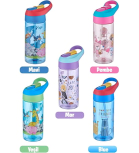 FiftyFifty 500ml Tritan Kalın Pipetli Çocuk Okul Su Matarası
