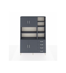 Arges Gardrop 9 Raflı 4 Çekmeceli 4 Kapaklı 132x30x195 Antrasit-Antrasit