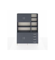 Arges Gardrop 9 Raflı 4 Çekmeceli 4 Kapaklı 132x30x195 Antrasit-Antrasit