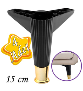 4 Adet Golden Ayak 15 cm Siyah Altın Gold Mobilya Kanepe Sehpa Ünite Koltuk Ayağı Baza Ayak Ayakları