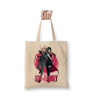 Spy X Family Mr And Mrs Forger Bez Çanta Uzun Saplı Alışveriş Çantası Plaj Çantası (Beyaz)