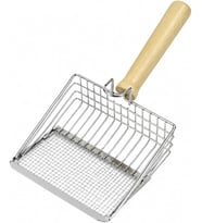 SOGUD Metal Kedi Kumu Elek Kürek - Ahşap Saplı Paslanmaz Kedi Kumu Küreği - İnce Tel Elek Yapılı Hijyenik Kedi Tuvalet Temizleme Küreği - Dayanıklı ve Pratik - 26 cm
