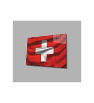 İsviçre Cam Tablo 4mm Dayanıklı Temperli Cam, Swiss Flag Glass Wall Art (Çok Renkli)