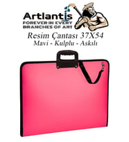 Pembe Resim Çantası Fermuarlı Kulplu 37x54 cm 1 Adet Teknik Resim Dosya Çantası 35x50 cm Askılı Proje Çantası Okul Sınıf