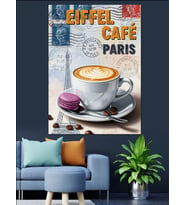 Paris Kafe Espresso Fincan Dekoratif Kanvas - Mdf Ahşap Tablo