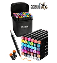 36 Adet Çift Taraflı Marker Kalem Çantalı 1 Paket 36 Renk Touch Markör Çift Uçlu Keçeli Kalem Sanat Tasarım Hobi (Çok Renkli)