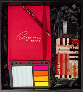 eJOYA Kişiye Özel Defter Kalem Matara Ve Mini Organizer Ofis Kırtasiye Hediye Kutusu 110330