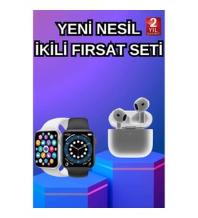 Mey İthalat® 3.Nesil TWS Bluetooth Kulaklık ve Dokunmatik Ekran Akıllı Saat Sesli Görüşme