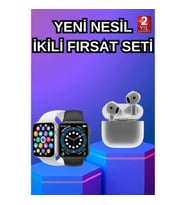 Mey İthalat® 3.Nesil TWS Bluetooth Kulaklık ve Dokunmatik Ekran Akıllı Saat Sesli Görüşme