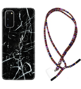 Samsung A02S A03S A10 A12 A13 A21S A22 Kılıf Boyun Asklı Rasta Silikon Black Marble 3 1382