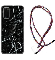 Samsung A02S A03S A10 A12 A13 A21S A22 Kılıf Boyun Asklı Rasta Silikon Black Marble 3 1382