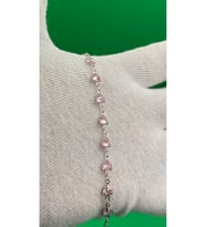 Kadın Minimal Pembe Kalpli Zirkon Taşlı Bileklik (Gümüş)
