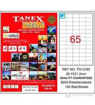 Tanex TW-2165 - 38,1 x 21,2 mm Laser Etiket 100 Adet