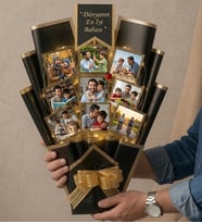 Babalar Günü Fotoğraflı Anı Buketi Hediyesi – Led Işıklı Pankartlı Kişiye Özel Fotoğraf Çiçek Buketi Babaya Hediye