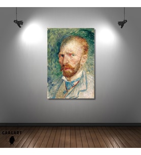 Tekli Dikey Kanvas Tablo Ünlü Eserler Van Gogh Self Portrait Green
