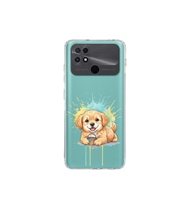 POCO C40 ile Uyumlu Splash Köpek Tasarımlı Şeffaf Silikon Kılıf