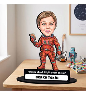 NASA Astronotu Erkek Çocuğa Hediye Kişiye Özel Karikatürlü Biblo