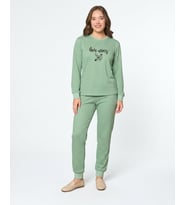 Modalove Kadın Raporlu İnterlok Kumaş Kışlık Uzun Kol Pijama Takımı 8787