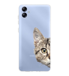 Samsung Galaxy A04e  Uyumlu Kapak Catface Tasarımlı Şeffaf Silikon Kılıf