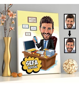 Avukat Karikatürlü Kanvas Tablo
