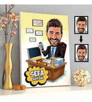 Avukat Karikatürlü Kanvas Tablo