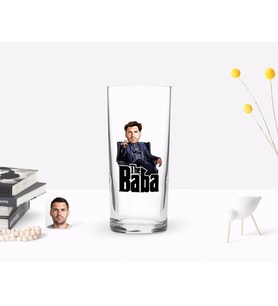 BK Gift Kişiye Özel Renkli Baskılı Godfather Baba Karikatürlü Rakı Bardağı-8 (Beyaz)