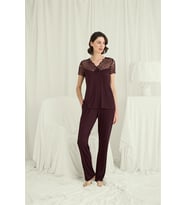 Arias Closet Kısa Kollu Ve Dantelli V Yaka Pijama Takımı