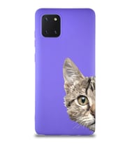 Samsung Galaxy Note 10 Lite Soft Premier Kapak Catface Tasarımlı Silikon Kılıf - Mor (Şeffaf)