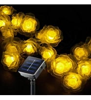 Solar 30Led Ampül 4M İp Gül Desen Güneş Enerjili Dekorasyon Doğum Günü Düğün Sıcak Beyaz