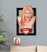 BK Gift Kişiye Özel İsimli Kadın Karikatürlü 3D Ahşap Tablo-37