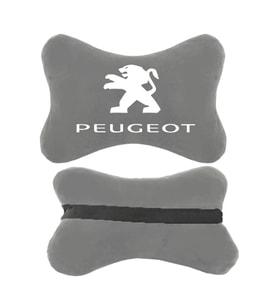 Peugeot Logolu Gri Ortopedik Oto Boyun Yastığı  Koltuk Yastığı  Boyun Yastığı  Papyon Yastık  2 Adet