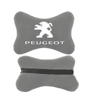 Peugeot Logolu Gri Ortopedik Oto Boyun Yastığı  Koltuk Yastığı  Boyun Yastığı  Papyon Yastık  2 Adet