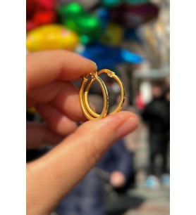 Gümüş iç çap 2 cm ajda model halka küpe (Sarı)