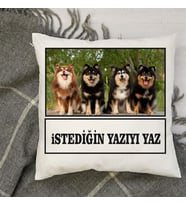 Kişiye Özel Hayvansever Fotoğraf baskılı Ve Yazılı  İpeksi Kadife Yastık