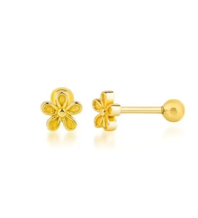 Çiçek Gümüş Piercing (Altın-Gümüş)