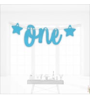 1 Yaş Yıldızlı One Yazı, 90 cm - Mavi (STD)