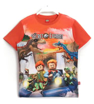 Dinazor Temalı Jurassic World Lego The Secret Exhibit 3D Baskılı Erkek Çocuk T-Shirt Turuncu