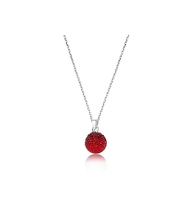 Gümüş Kırmızı Kristal Taşlı Kadın Kolye CSR2181615
