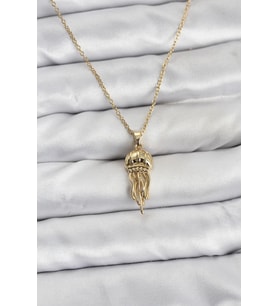 316L Çelik Zincir Gold Renk Deniz Anası Model Zirkon Taşlı Kadın Kolye 5886 - SSSSSS6679-3742