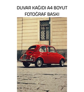 Kırmızı Vosvos Duvar Kağıdı, Fotoğraf Baskı, A4 Boyut, 21,0 x 29,7 cm