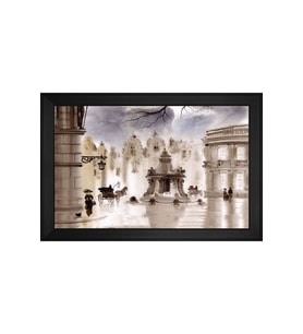 Manzara Temalı Kanvas Tablo 80 x 110 cm Siyah Çerçeve
