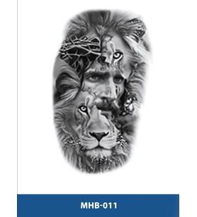 MHB-011 ORTA BOY ASLAN VE YÜZ DESEN GEÇİCİ DÖVME-TATTO