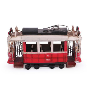 Dekoratif Metal Taksim Tramvay Vintage Biblo Hediyelik (Siyah)