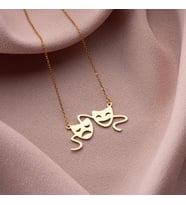 Kişiye Özel Minimal Tasarım Tiyatro Maskesi Kolye 925K Gümüş (Gold)