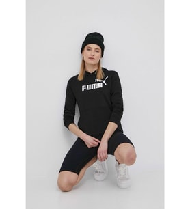 Puma Ess Logo Hoodie - Kadın Siyah Kapüşonlu Sweatshirt - 586791 01