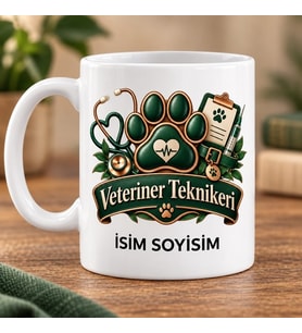 Veteriner Teknikeri Kupa Bardak Pati ve Stetoskop Tasarımı